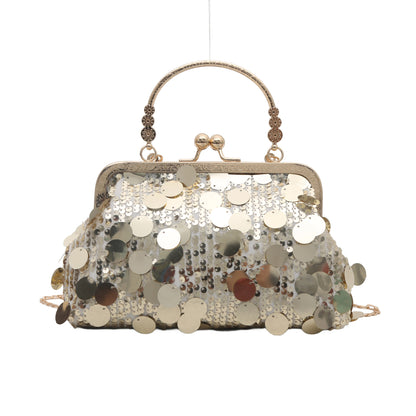 Sequined ball gown evening bag, sparkling and fashionable women's bag