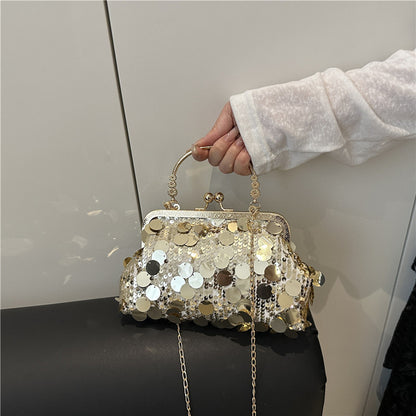 Sequined ball gown evening bag, sparkling and fashionable women's bag