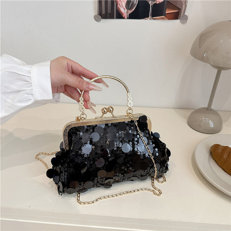 Sequined ball gown evening bag, sparkling and fashionable women's bag