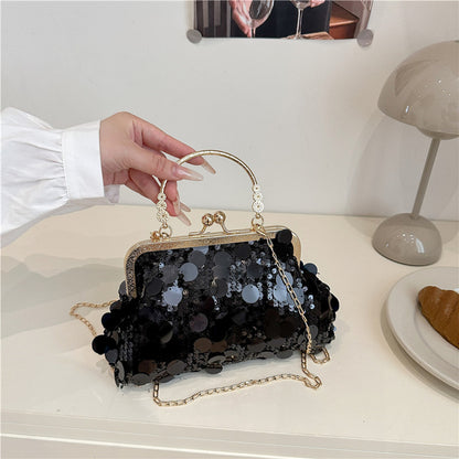 Sequined ball gown evening bag, sparkling and fashionable women's bag