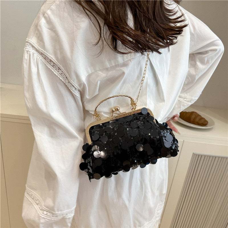 Sequined ball gown evening bag, sparkling and fashionable women's bag