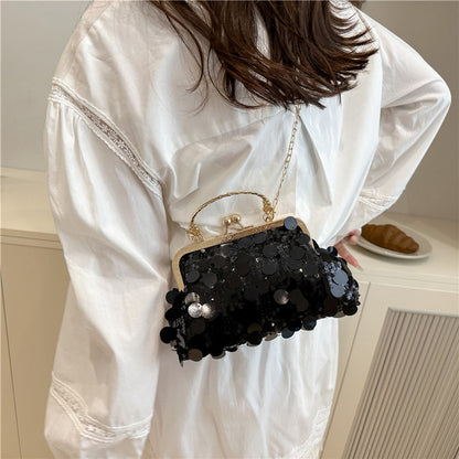 Sequined ball gown evening bag, sparkling and fashionable women's bag