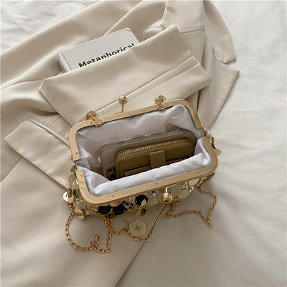 Sequined ball gown evening bag, sparkling and fashionable women's bag