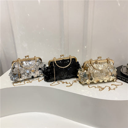 Sequined ball gown evening bag, sparkling and fashionable women's bag